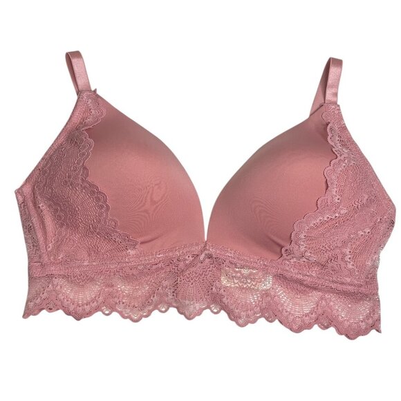Jessica Simpson Pink Lace Back Bra Sz 40D NO Underwire Comfort Adjustable Lacy - Picture 1 of 5